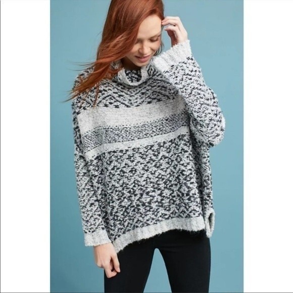 Anthropologie Moth Solita Turtleneck Grey Alpaca Wool Blend Oversized Sweater S - Picture 1 of 9
